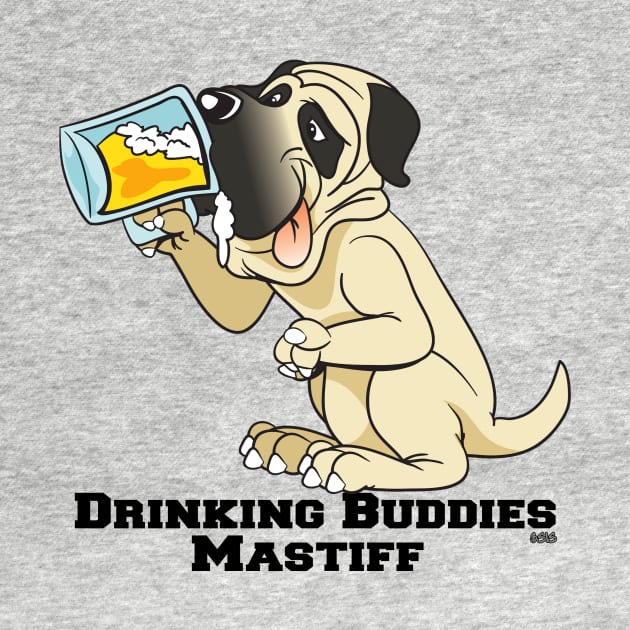 Mastiff Dog Beer Drinking Buddies Series Cartoon by SistersRock